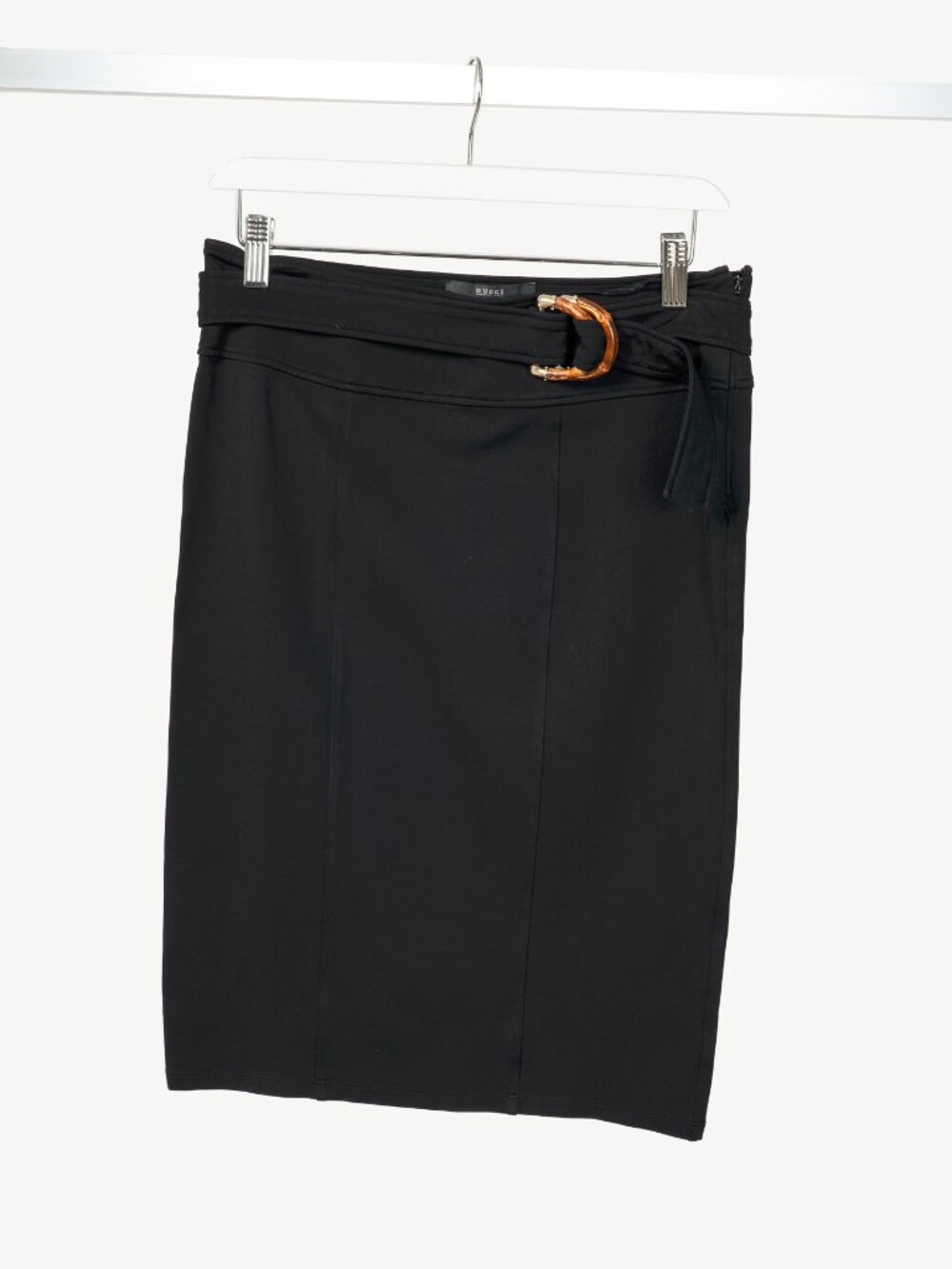 Gucci Black Jersey Bamboo-Belt Pencil Skirt - Picture 1 of 9